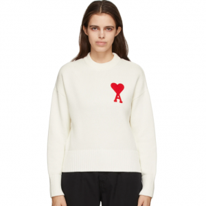 AMI ALEXANDRE MATTIUSSI Off-White Oversize Ami de Cœur Sweater @ SSENSE