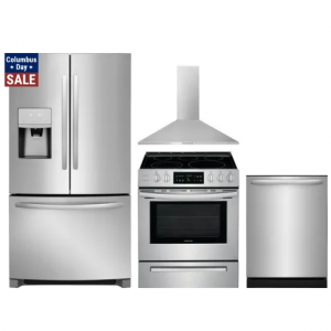 Frigidaire FRRERADWRH15 4 件套厨房电器套装，带法式门冰箱、电灶和不锈钢洗碗机