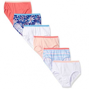 Hanes Girls' 100% Cotton Tagless Brief Panties, Multipack @ Amazon