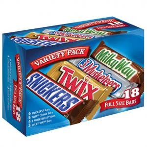 SNICKERS, TWIX, 3 MUSKETEERS & MILKY WAY Full Size, 33.31 Oz, 18Count @ Amazon