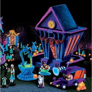Nightmare Before Christmas Black Light Village And Figurines