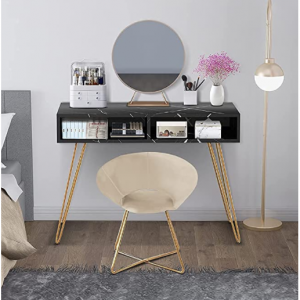 VANSPACE 40'' Marble Writing Desk with 2 Open Storage Cubbies $62.99 shipped
