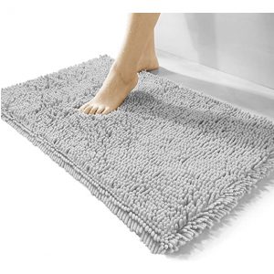 Lunoku 豪華雪尼爾浴室地毯 15"x23"，灰色 @ Amazon