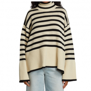 Totême Signature Stripe Turtleneck Sweater for $570 @ Saks Fifth Avenue