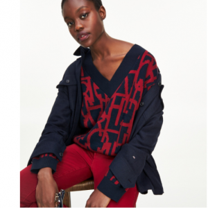 Tommy Hilfiger Organic Cotton Letter Logo 女士针织衫