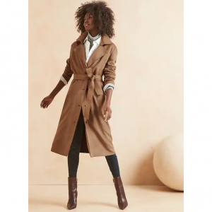 Banana Republic 女士长款系腰麂皮风衣