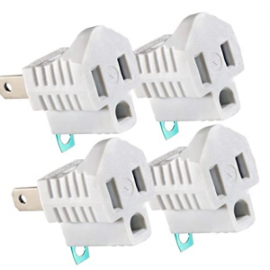 Maximm 3孔转2孔防火转换插头4件 @ Amazon