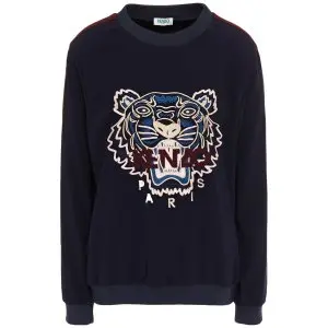 Kenzo Embroidered Striped Crepe Sweatshirt Sale @ THE OUTNET