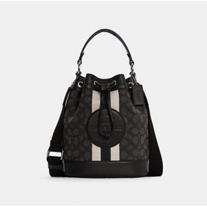 Dempsey Drawstring Bucket Bag In Signature Jacquard With Stripe And Coach Patch @ Coach Outlet