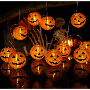 Toodour Halloween Pumpkin String Lights, 7.5ft 20 LED Battery Operated Orange Pumpkin Lights