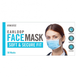 HoMedics Earloop Style General Use Face Mask, 50 Blue Disposable Masks for $9.99 @ Costoco