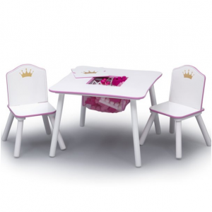 Delta Children Princess Crown Kids Table and Chair Set with Storage, White/Pink @ Walmart 