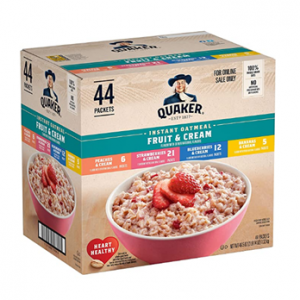 Quaker Instant Oatmeal Fruit & Cream Variety Pack 44ct @ Amazon