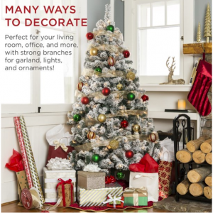 Best Choice Products 4.5ft. Premium Holiday Christmas Green Pine Tree w/ Snow Flocked Branches