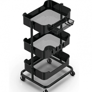 Amazon - alvorog 镂空设计3层金属收纳推车 送收纳盒和挂钩 ，5折