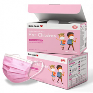 BYD 一次性小童3层防护口罩 粉色图案系列 50只