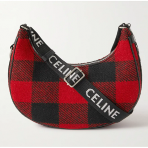 Celine Homme Ava Leather-trimmed 格纹腋下包