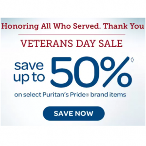 Puritan's Pride Veterans Day Sale 