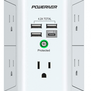 Amazon - POWERIVER 智能电涌保护墙插/插线板，现价$12.98