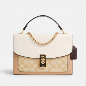 上新：Coach Outlet官网 Coach Lane 老花拼色单肩包额外85折热卖