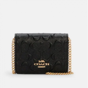 Coach Outlet官網 Coach Mini 壓紋WOC鏈條包額外75折熱賣 兩色可選