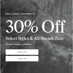 30% Off Select Styles @ prAna