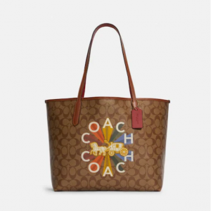 70% Off City Tote In Signature Canvas With Coach Radial Rainbow @ Coach Outlet
