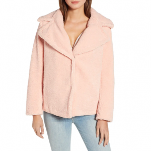 KENSIE 粉色 女士毛绒泰迪熊外套