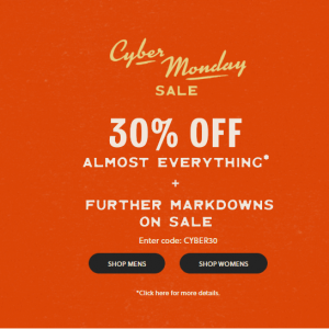 Cyber Monday Sale - 30% Off Almost Everything @ Fossil Australia