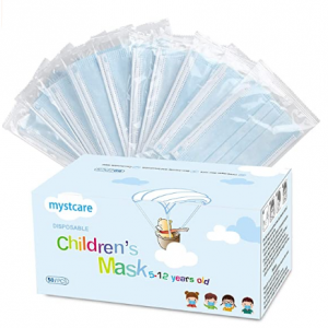 mystcare Kids Disposable Face Mask Individually Wrapped Packaged 50Pack，Ages 5-12 @ Amazon