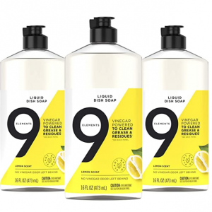 9 Elements Dishwashing Liquid Dish Soap, Lemon Scent Cleaner, 16 oz Bottles (Pack of 3) @ Amazon