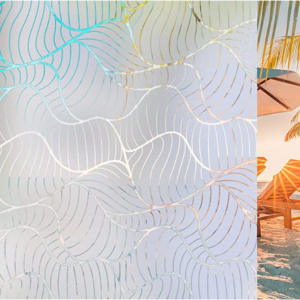 Beautysaid 磨砂水波纹自粘隐私窗贴 17.5x78.7 @ Amazon