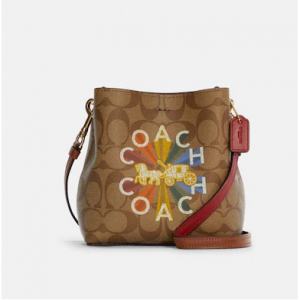 70% Off Coach Mini Town Bucket Bag In Signature Canvas With Coach Radial Rainbow @ Coach Outlet