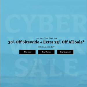Cyber Week Sale - 30% Off Sitewide & Extra 25% Off All Sale @ Marmot