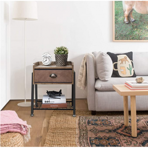 X-cosrack 复古带抽屉边桌、床头柜 @ Amazon