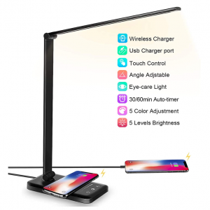 JOSTIC LED可调节亮度护眼台灯 带无线充电 @ Amazon