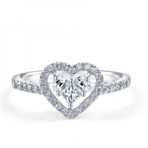 Chow Sang Sang Lady Heart 18K 白色黄金钻石戒指