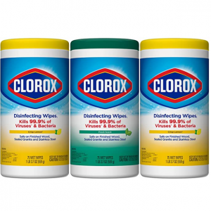Clorox 消毒湿巾超值包装，3罐共225张 @ Amazon