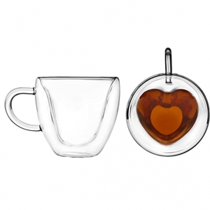 6.5折！Artisa Roast 雙層玻璃心形咖啡馬克杯 2個裝 8 oz @ Amazon