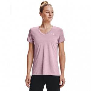 Amazon官网 Under Armour女士粉色V领运动短袖T恤5折热卖