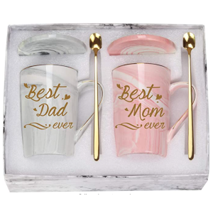 咖啡杯14oz*2 礼盒套装  带勺子和杯盖 送父母的好选择