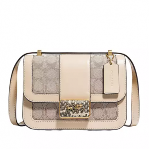 50% Off COACH Alie Shoulder Bag 18 Inch Signature Jacquard with Snakeskin Detail @ Belk