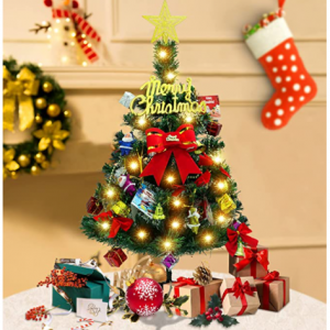 WDERNI Pre-lit Artificial Mini Christmas Tree 25inch $12.6