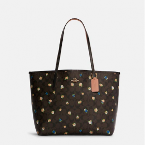75% Off Coach City Tote In Signature Canvas With Vintage Mini Rose Print @ Coach Outlet