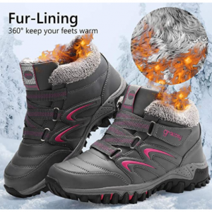 gracosy 女士冬季加绒防水登山靴