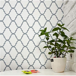 EeeComing 灰格纹背景墙自粘墙纸 17.7''x78.7'' @ Amazon