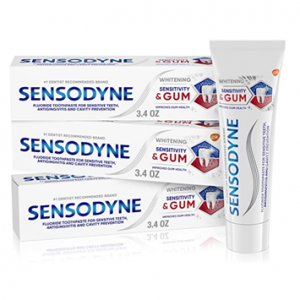 Sensodyne Sensitivity & Gum Whitening Toothpaste,  3.4 s (Pack of 3), 10.2 Oz @ Amazon