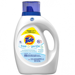 Tide Free & Gentle Liquid Laundry Detergent, 64 loads, 92 fl oz, HE Compatible @ Amazon