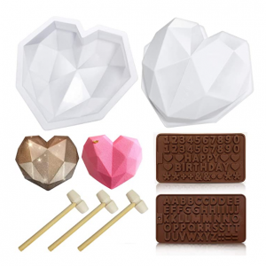 IVARSOYA 钻石心巧克力硅胶模具套装 @ Amazon