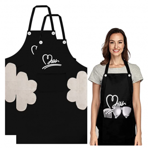 Aprons 防水黑色厨房围裙 2件装